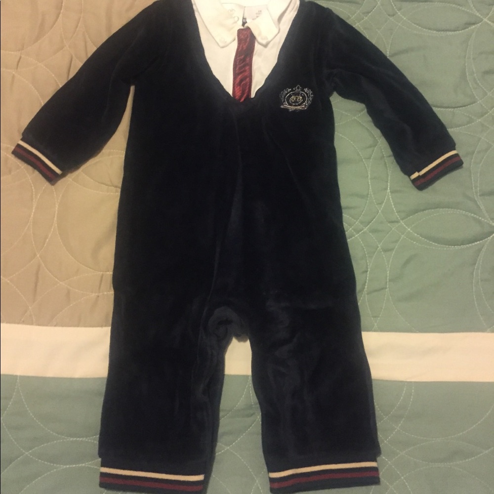 Boys FAO SCHWARZ velour romper coverall